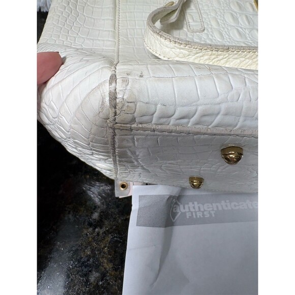 Brahmin Tote Bag Womens Large White Croc Embossed Shoulder Zip Top w/ COA - Picture 13 of 16